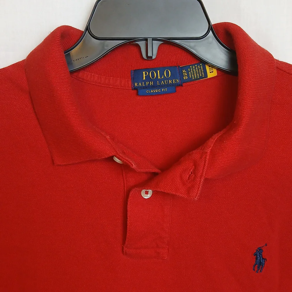 Polo by Ralph Lauren Red Polo with Navy Logo - Men - XL - Good Condition‎
